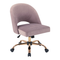 OSP Home Furnishings LUASA-V7 Lula Office Chair in Lavender Fabric with Rose Gold Base